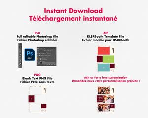 Photobooth Mariage moderne, theme fleurs, marron bordeaux, 4x6 (10x15cm), 3 photos