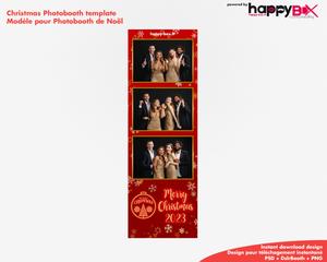 Photobooth Noël rouge, doré, flocons, 2x6 (5x15cm), 3 photos